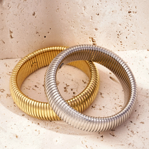 Bracelet Minimaliste Pour Femme, En Acier Inoxydable, Couleur Or, À Porter Au Quotidien (1 Pièce) h5 Image3