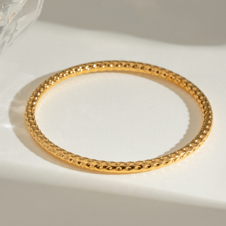bracelet simple en acier inoxydable plaqué or  pour femme, 1 pièce 2