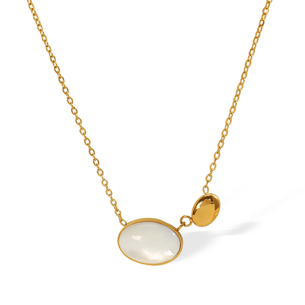 Collier Élégant Avec Pendentif Géométrique En Acier Titane Plaqué Or , Série Romantique, Pour Femme Image6