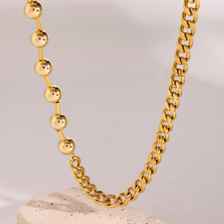 collier avec pendentif en acier inoxydable plaqué or  pour femme, série simple, style ins