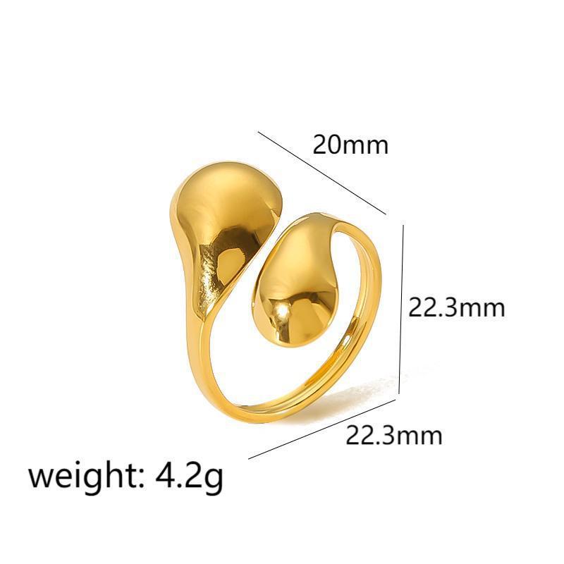 1 Paire De Bagues Ajustables Géométriques Simples En Acier Inoxydable Plaqué Or Pour Femme Image4