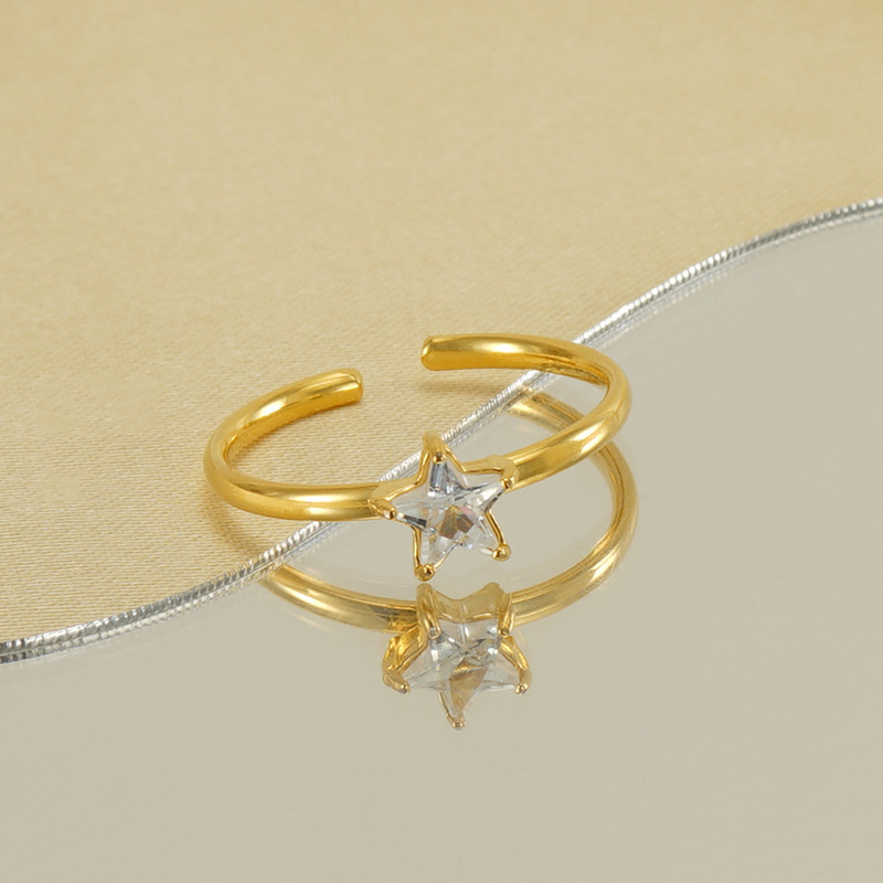 1 Paire De Bagues En Acier Inoxydable Transfrontalier Incrustées De Zircons Pour Femmes, Bagues En Acier Titane De Luxe Légères Et Assorties Pour Femmes, Bagues Réglables Image3
