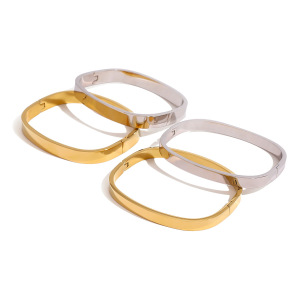 Bracelet Pour Femme, Série Simple, Classique, Géométrique, En Acier Inoxydable Plaqué Or , 1 Pièce h5 Image6