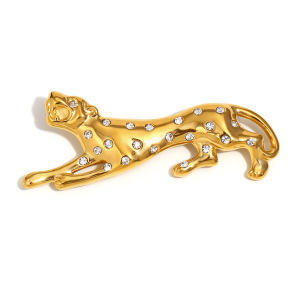 Broche Femme De Luxe, Collection Rétro, Motif Animal, En Acier Inoxydable, Couleur Or, Imperméable (1 Pièce) h5 Image7