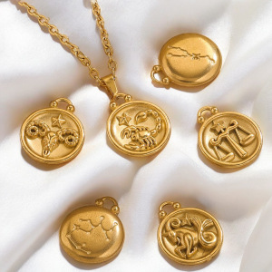 1 Paire De Pendentifs Unisexes Géométriques Classiques Plaqués Or  De La Série Simple h5 Image4
