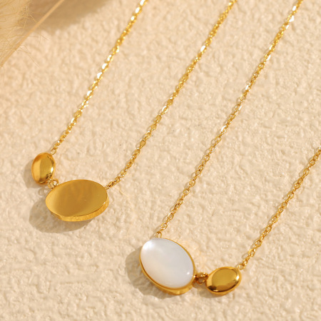 collier élégant avec pendentif géométrique en acier titane plaqué or , série romantique, pour femme 2