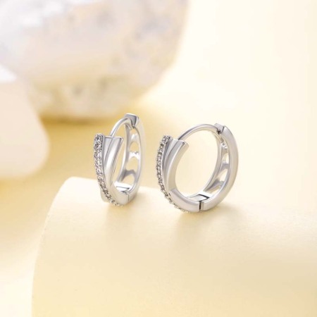 1 pièce de boucles d'oreilles créoles géométriques simples en cuivre sans placage et zircone pour femme