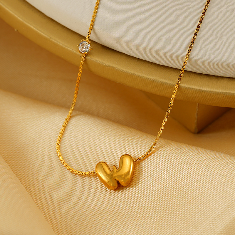 Collier Pendentif Unisexe En Acier Inoxydable Plaqué Or , Série Simple, Lettre Quotidienne h5Image4
