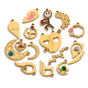 Pendentif Romantique En Forme De Cœur Pour La Saint-Valentin, En Acier Inoxydable Étanche, Couleur Or, À Faire Soi-Même Pour Les Couples (1 Pièce) h5 Image4