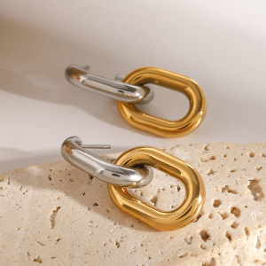 1 Paire De Boucles D'Oreilles Pendantes Pour Femmes, Série Simple , En Acier Inoxydable Plaqué Or  h5 Image3