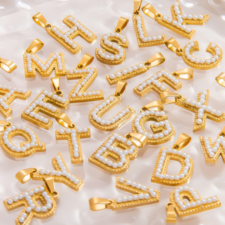 Pendentif femme DIY en acier inoxydable, couleur or, étanche, style moderne, assorti à toutes les lettres (1 pièce)
