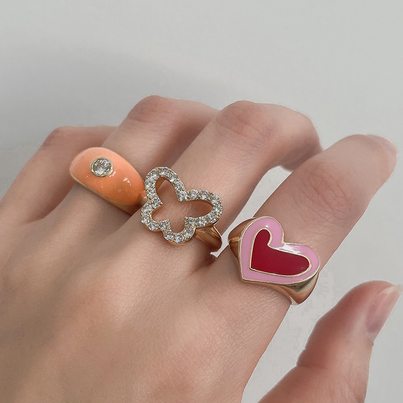 Bague Simple En Alliage Pour Femme, Série Romantique, Élégante, Cœur Image4