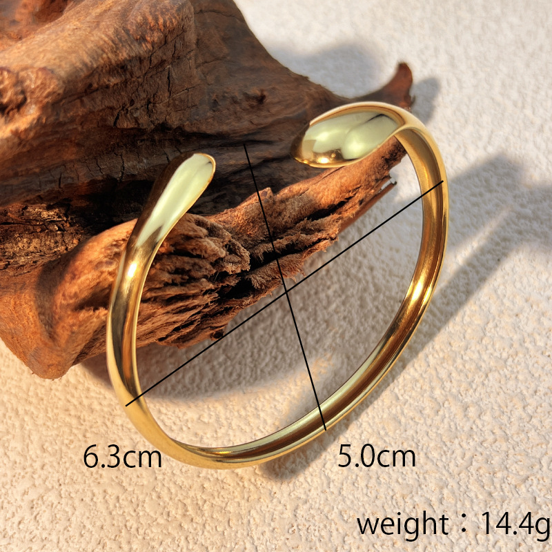 Bracelet Classique Pour Femme, En Acier Inoxydable Uni, Étanche, Couleur Or (1 Pièce) Image5