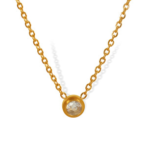 Collier Avec Pendentif Géométrique En Acier Inoxydable Plaqué Or Et Zircon Pour Femme, Série Simple, 1 Pièce h5 Image7