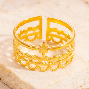 Bague Ajustable Pour Femme, Collection Classique Minimaliste, En Acier Inoxydable, Couleur Or, Étanche. h5 Image8