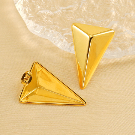 1 paire de boucles d'oreilles à tige simples en acier titane plaqué or  pour femme 2