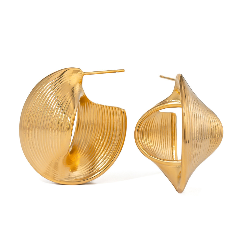 1 Paire De Boucles D'Oreilles À Tige Pour Femme En Acier Inoxydable Plaqué Or , Série Simple Image5
