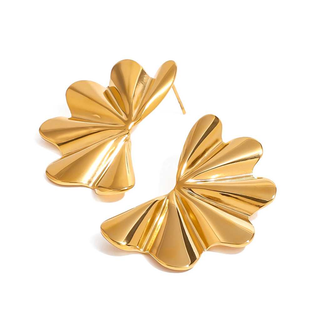 1 Paire De Boucles D'Oreilles À Tige Rétro En Acier Inoxydable Plaqué Or Pour Femme, Série Classique Image5