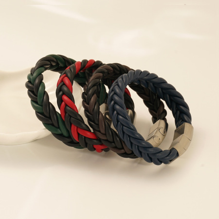 1 paire de bracelets en cuir tressé pour hommes et femmes, bijoux transfrontaliers, unisexes 2