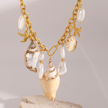 collier avec pendentif tortue de vacances en acier inoxydable plaqué or  pour femme, série simple, 1 pièce 2