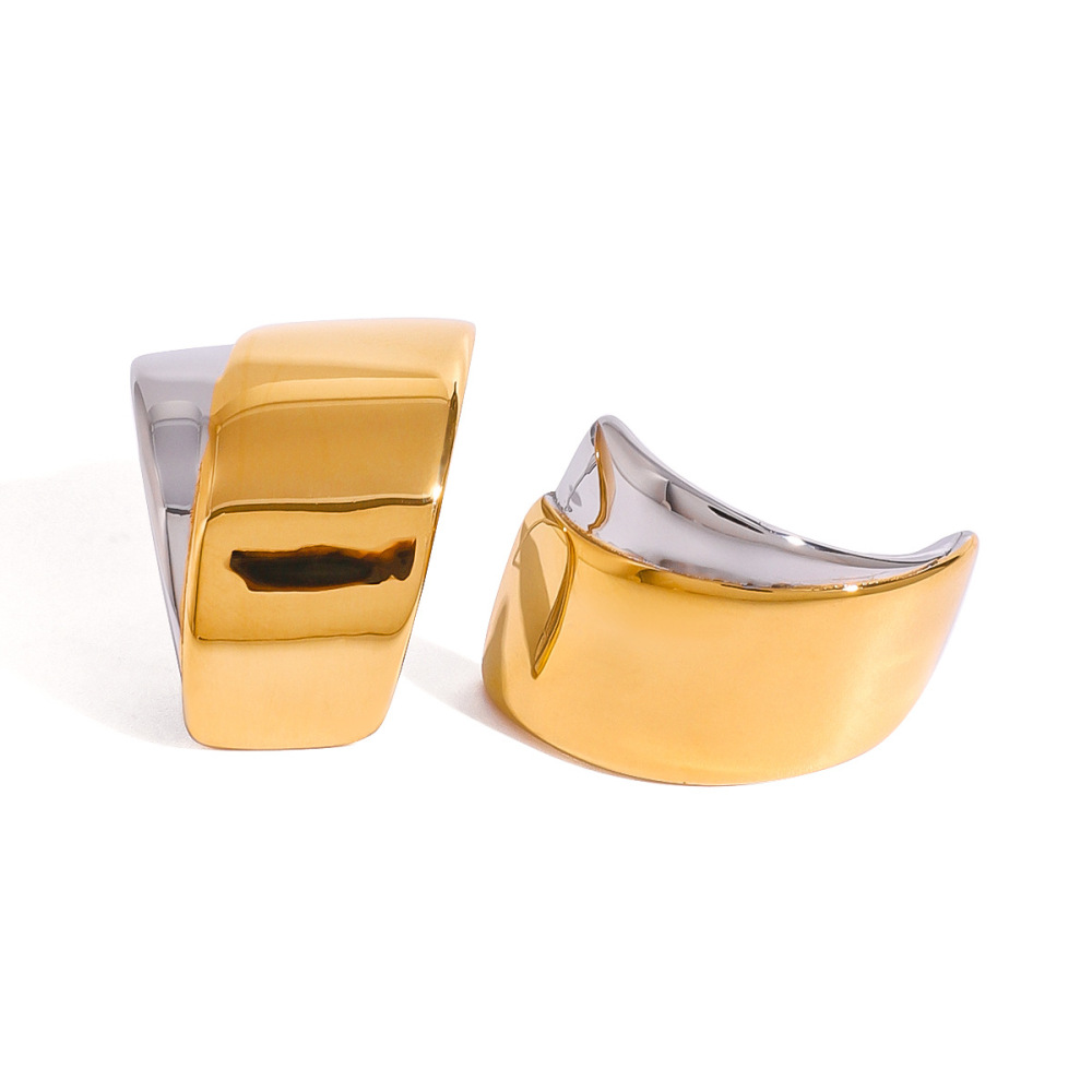 1 Paire De Boucles D'Oreilles À Tige Géométriques Décontractées En Acier Inoxydable Plaqué Or Pour Femmes h5Image4