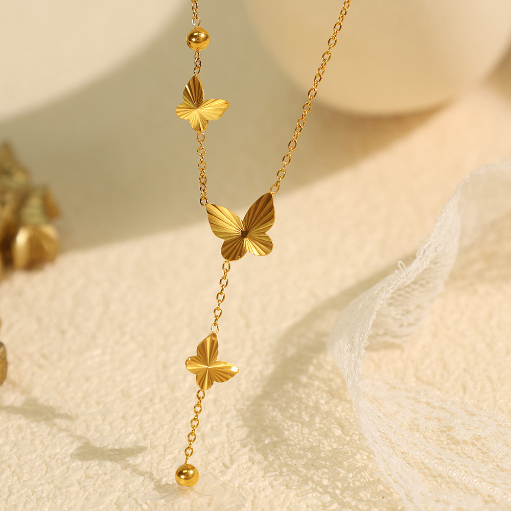 Collier Avec Pendentif En Acier Inoxydable Plaqué Or Pour Femme, Série Simple, Motif Animal Simple Image3