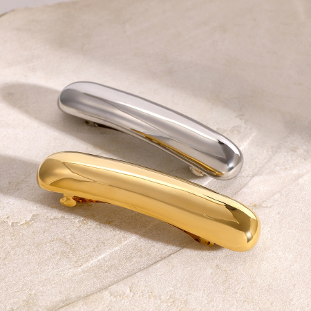 1 paire de pinces à cheveux pour femmes, série simple, couleur unie, en acier inoxydable plaqué or  2