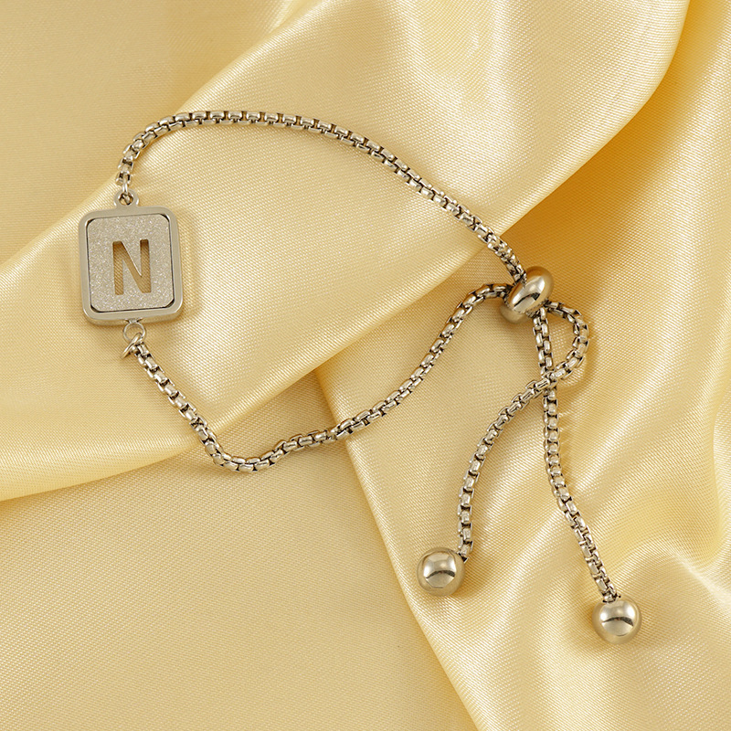 Bracelet Chaîne Pour Femme, Série Simple, Lettre Quotidienne, En Acier Titane Plaqué Or  Image4