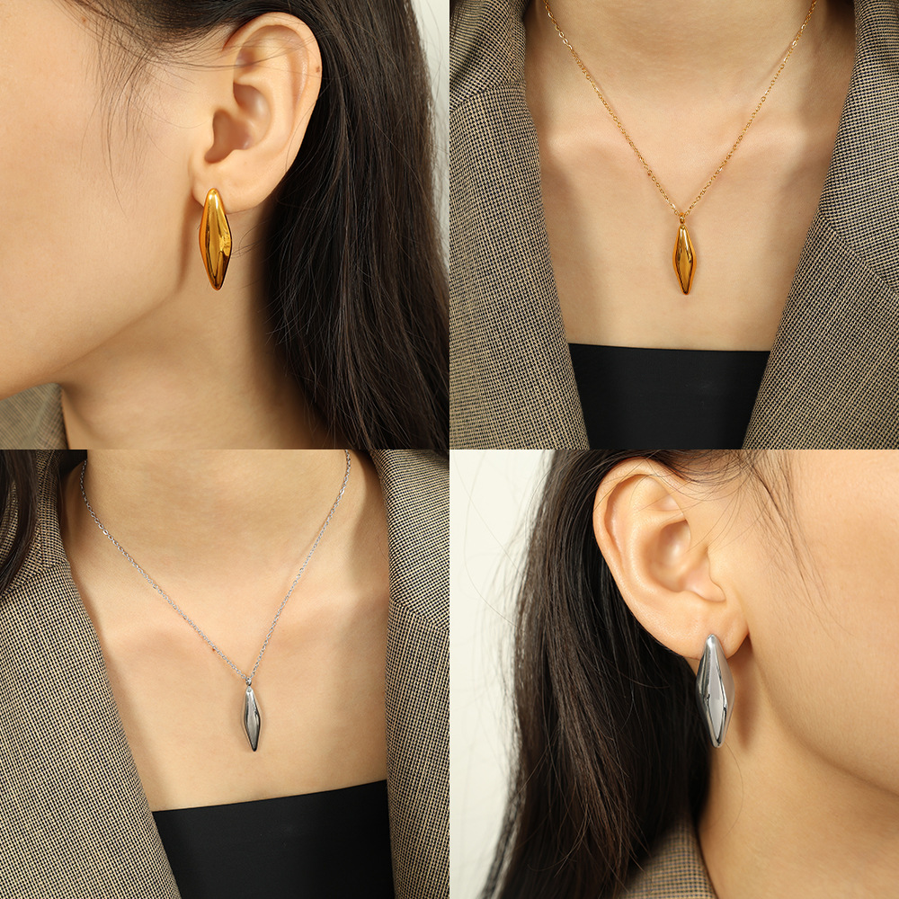 1 Paire De Boucles D'Oreilles À Tige Géométriques Quotidiennes En Acier Titane Couleur Or Pour Femme, Série Simple Image5