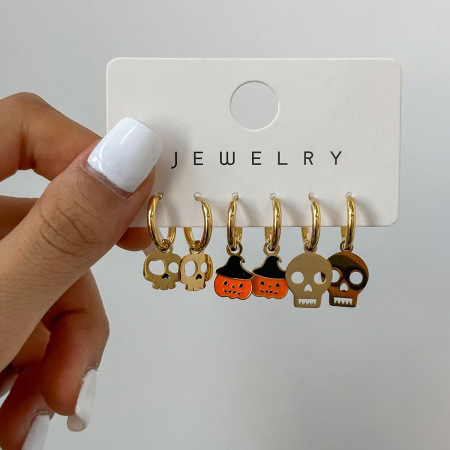1 ensemble de boucles d'oreilles d'Halloween en acier inoxydable étanches