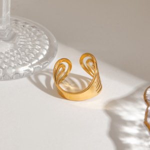 Bague Ajustable Pour Femme, Collection Moderne, En Acier Inoxydable, Couleur Or, Avec Motif Spirale. h5 Image6