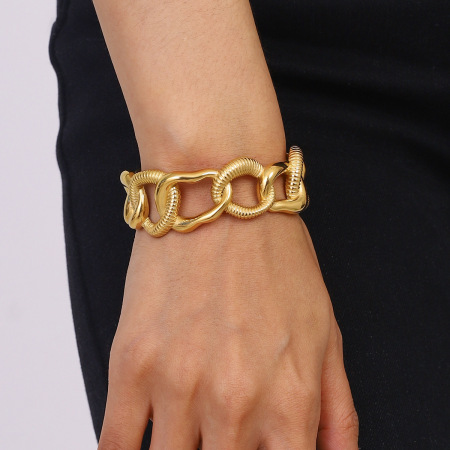 Bracelet jonc moderne et élégant pour femme, en acier inoxydable, couleur or, avec nœud solide, idéal au quotidien (1 pièce)