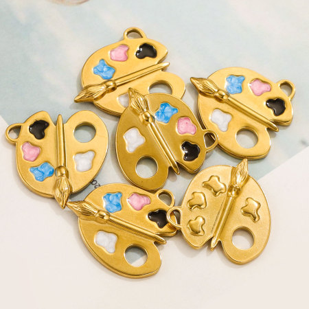 1 paire de pendentifs pour femme en forme de cœur, série simple, plaqués or  2