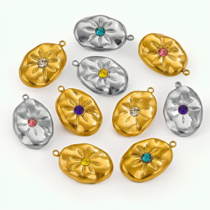 Pendentif Femme Elliptique Élégant En Acier Inoxydable Doré, Collection Simple Series Elegant Sun (1 Pièce) h5 Image5