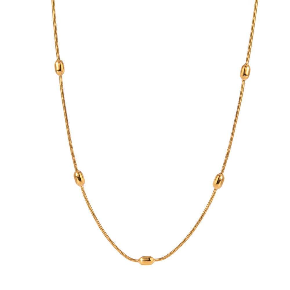 Collier Chaîne Géométrique Simple En Acier Inoxydable Plaqué Or  Pour Femme, 1 Pièce Image5