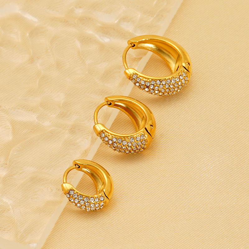 1 Paire De Boucles D'Oreilles Créoles Quotidiennes En Acier Titane Plaqué Or Pour Femme, Série Simple Image4