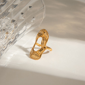 Bague Ajustable Pour Femme, Série Classique, Style Ins, Motif Marteau, En Acier Inoxydable, Couleur Or h5 Image4
