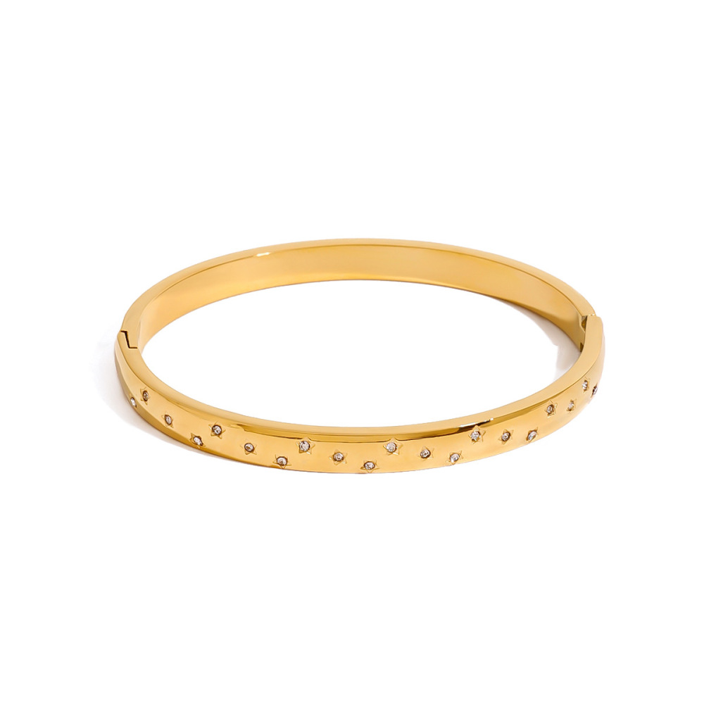 Bracelet Jonc Femme Little Star, Collection Romantique, En Acier Inoxydable, Couleur Or, Imperméable, Assorti À Tous Les Styles. h5Image8