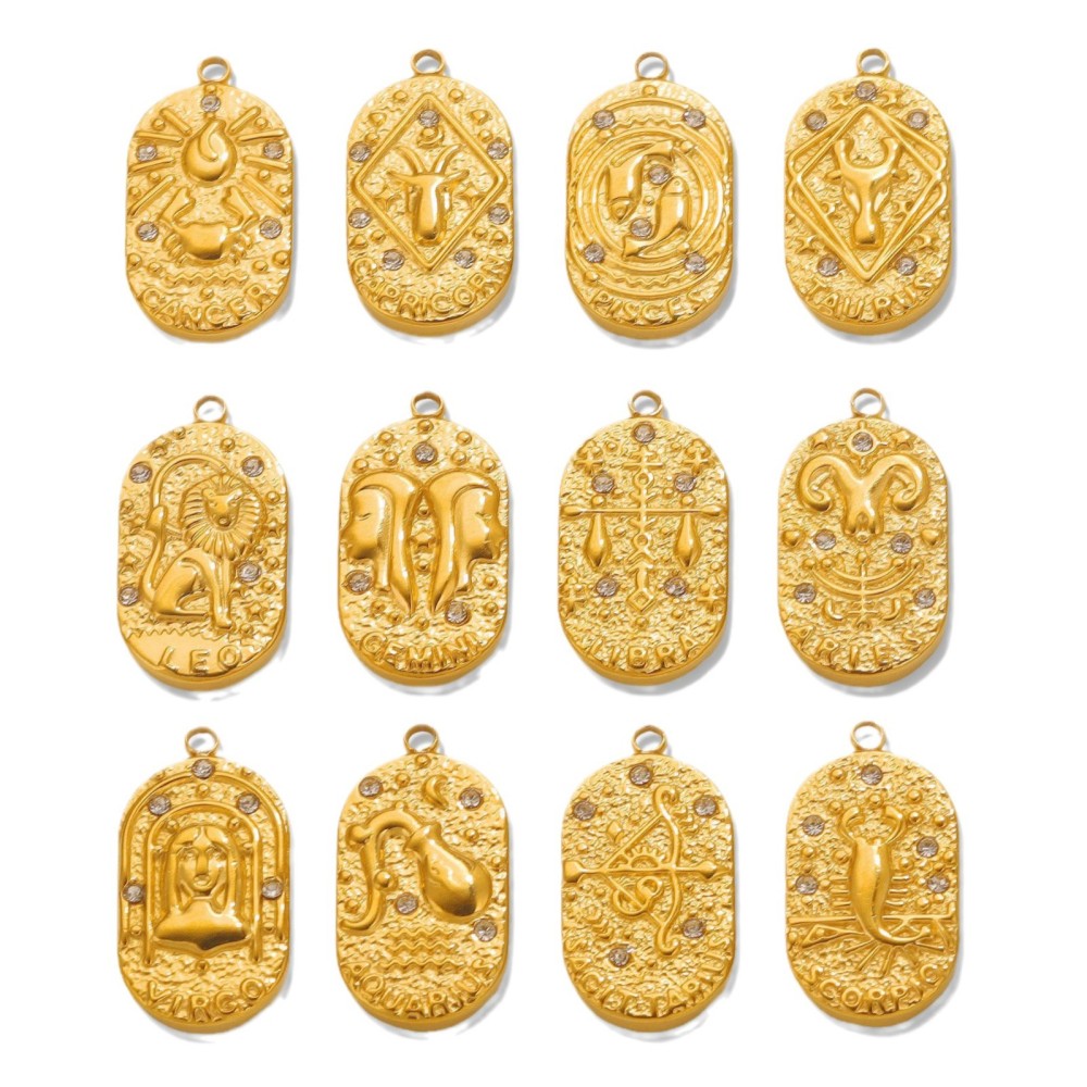 1 Paire De Pendentifs Géométriques Rétro En Acier Inoxydable Plaqué Or  Avec Strass Pour Femme, Série Simple Image4
