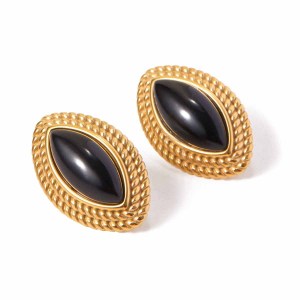 1 Paire De Boucles D'Oreilles À Clous Rétro En Acier Inoxydable Étanche Couleur Or h5 Image5