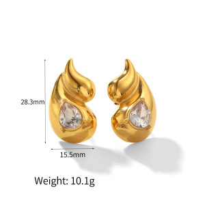 1 Paire De Boucles D'Oreilles À Tige En Plaqué Or Pour Femme, Style Gouttelettes, Série Simple h5 Image4
