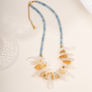 Collier De Perles Pour Femme, Série Romantique, Motif Tortue De Vacances, Cristal Couleur Or, Pierre Naturelle h5 Image8
