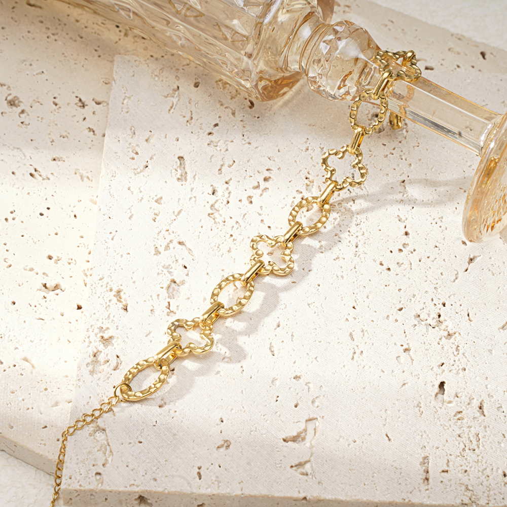 Bracelet Chaîne Pour Femme, 1 Pièce, Série Simple, Décontracté, Patchwork, Acier Titane, Couleur Or h5Image4