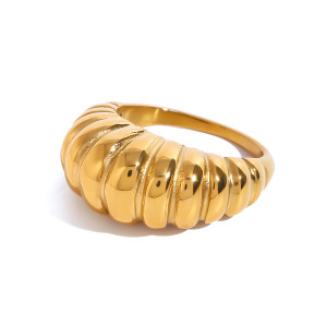 Bague Tendance En Acier Inoxydable Doré, 1 Pièce, Étanche. h5 Image5
