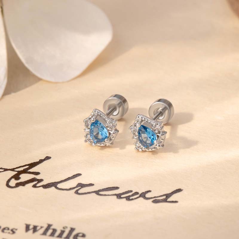 1 Paire De Boucles D'Oreilles À Tige En Acier Titane Et Zircone Pour Femme, Série Simple, Goutte Simple, Sans Placage h5Image2