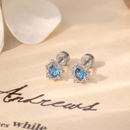 1 paire de boucles d'oreilles à tige en acier titane et zircone pour femme, série Simple, goutte simple, sans placage 2