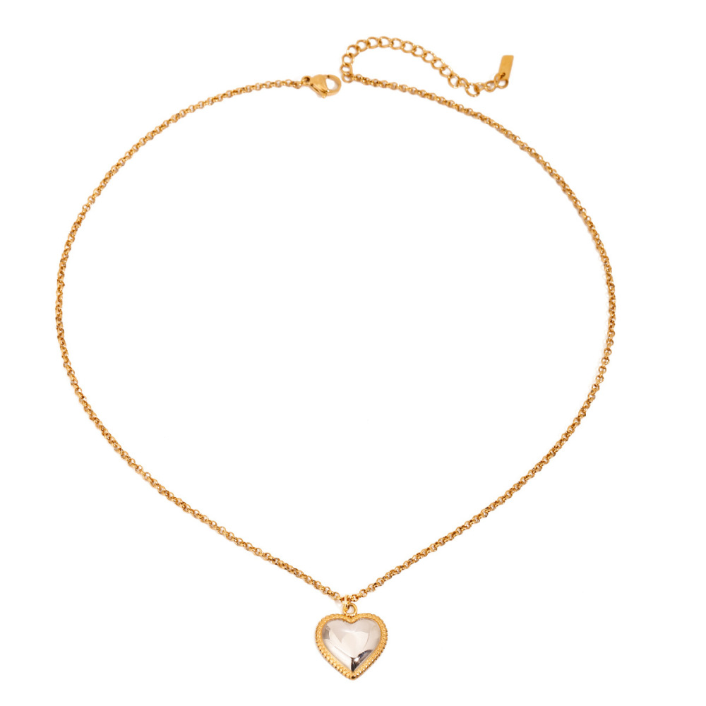 Collier Pendentif Femme « Sweet Heart » En Acier Inoxydable Étanche, Coloris Or Et Argent, Collection Romantique (1 Pièce) h5Image6