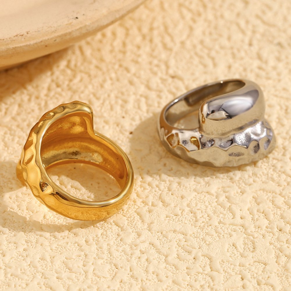 Bague Simple Pour Femme Daily Twist En Acier Inoxydable, Étanche, Couleur Or (1 Pièce). h5Image3