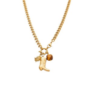 Collier Avec Pendentif En Forme De Cœur En Acier Inoxydable Plaqué Or , Série Classique, Pour Femme, Avec Perles Artificielles h5 Image5