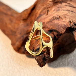 Bague Ajustable Pour Femme, En Acier Inoxydable De Forme Irrégulière, Étanche, Couleur Or. h5 Image4